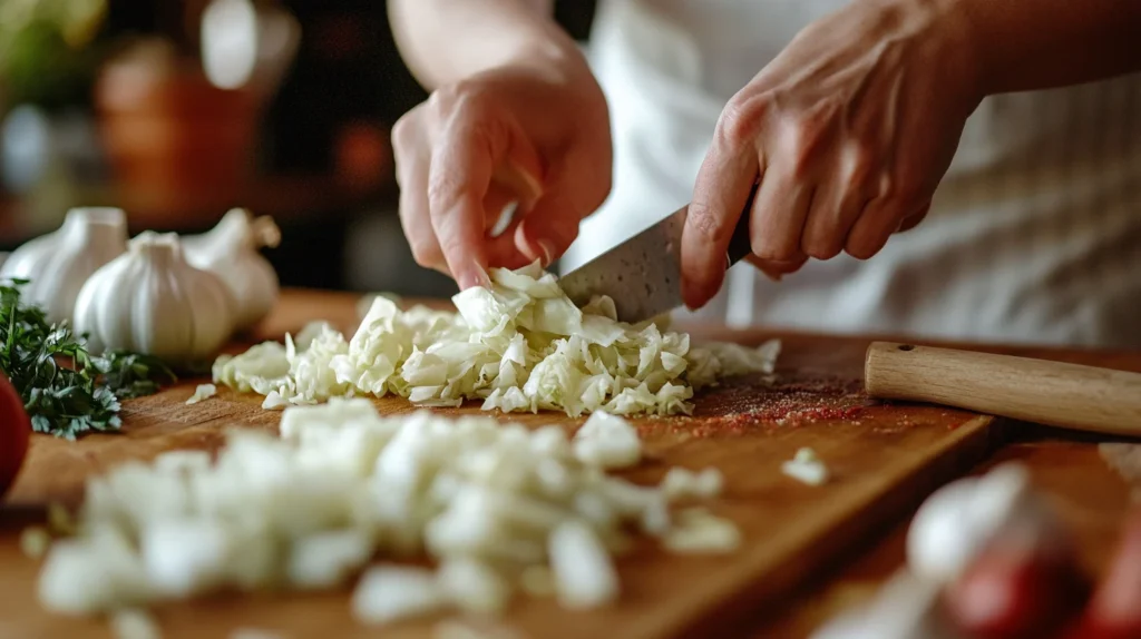 Cut Cabbage for A Casserole