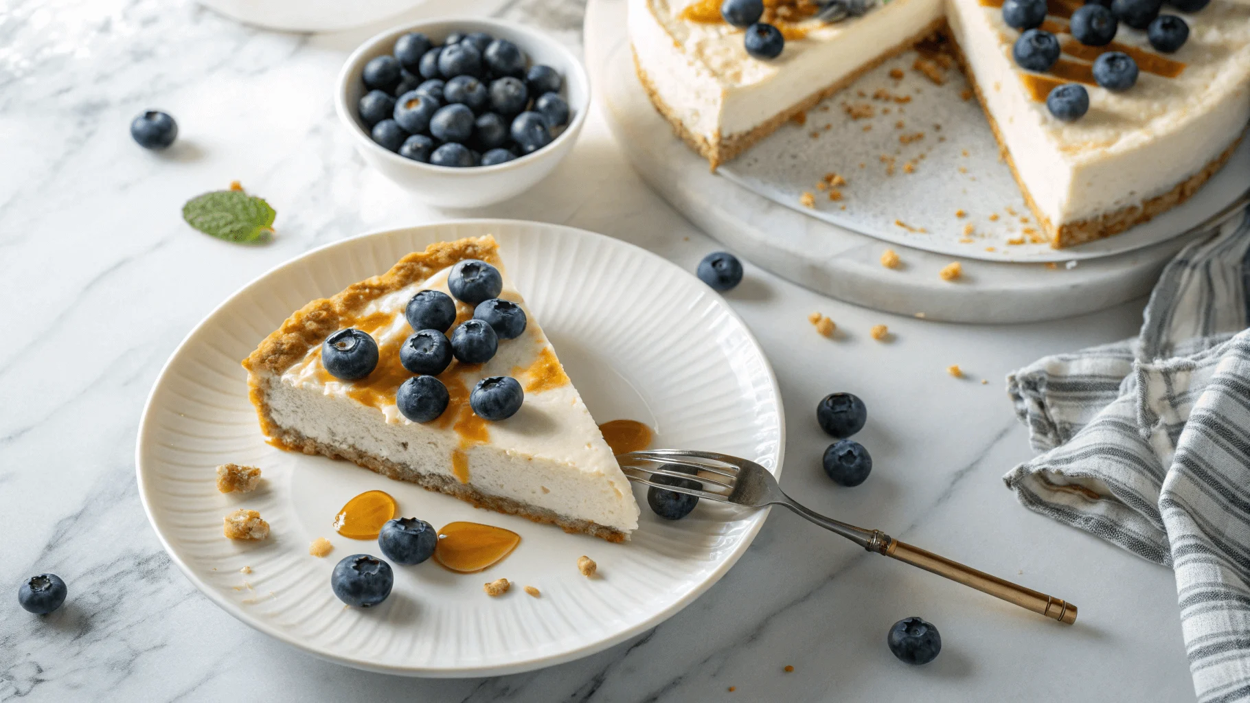 Cottage Cheese Cheesecake with Blueberries and Honey – Healthy Dessert Recipe